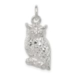 Sterling Silver Polished & Textured Perched Owl Pendant