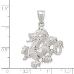 Sterling Silver Polished & Textured Chinese Dragon Pendant - Image 3