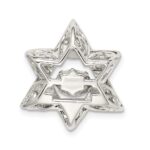 Sterling Silver Platinum-plated Polished Vibrant CZ Star of David Pendant - Image 3