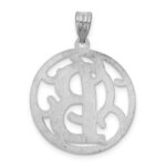 Sterling Silver Rhodium-plated Fancy Script Letter B Initial Pendant - Image 4