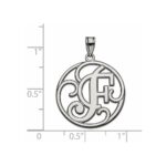 Sterling Silver Rhodium-plated Fancy Script Letter F Initial Pendant - Image 4
