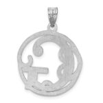Sterling Silver Rhodium-plated Fancy Script Letter G Initial Pendant - Image 4