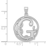 Sterling Silver Rhodium-plated Fancy Script Letter G Initial Pendant - Image 3