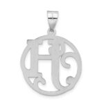 Sterling Silver Rhodium-plated Fancy Script Letter H Initial Pendant - Image 3