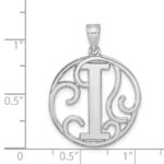 Sterling Silver Rhodium-plated Fancy Script Letter I Initial Pendant - Image 3