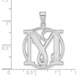 Sterling Silver Rhodium-plated Fancy Script Letter M Initial Pendant - Image 3