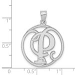 Sterling Silver Rhodium-plated Fancy Script Letter P Initial Pendant - Image 3