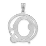 Sterling Silver Rhodium-plated Fancy Script Letter Q Initial Pendant - Image 4