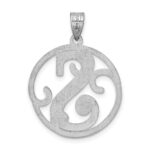 Sterling Silver Rhodium-plated Fancy Script Letter S Initial Pendant - Image 4