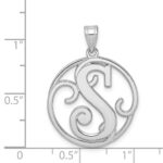 Sterling Silver Rhodium-plated Fancy Script Letter S Initial Pendant - Image 3