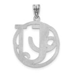 Sterling Silver Rhodium-plated Fancy Script Letter U Initial Pendant - Image 3