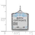 SS Rh-plt Blue Birth Certificate Polished Front/Satin Back Charm - Image 4