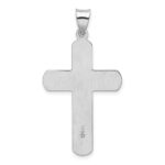 Sterling Silver Rhodium-plated Textured & Polished Cross Pendant - Image 3