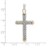 Sterling Silver w/14k White Topaz On Bail Antiqued Cross Pendant - Image 4