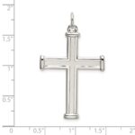 Sterling Silver Polished and Satin Cross Pendant - Image 4