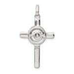 Sterling Silver Plat-plate Rose & Gold-tone Vibrant CZ Cross Pendant - Image 3