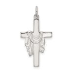 Sterling Silver Polished and Satin Draped Cross Pendant