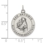 Sterling Silver Satin Antiqued Spanish St. Anthony Medal Pendant - Image 4