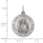 Sterling Silver Satin Antiqued Spanish St. Gabriel Medal Pendant - Image 4