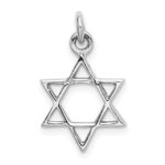 Sterling Silver Rhodium-plated Polished Star of David Pendant - Image 3