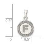 Sterling Silver Glitter Enamel Letter F Initial Circle Pendant - Image 3