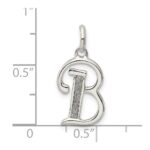 Sterling Silver Polished Glitter Enamel Letter B Initial Charm - Image 4