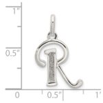 Sterling Silver Polished Glitter Enamel Letter R Initial Charm - Image 3