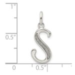 Sterling Silver Polished Glitter Enamel Letter S Initial Charm - Image 3