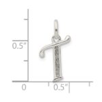 Sterling Silver Polished Glitter Enamel Letter T Initial Charm - Image 3