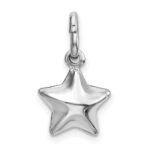 Sterling Silver Rhodium Plated Polished Puffed Star Charm - Image 3