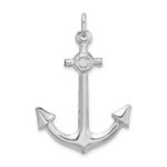 Sterling Silver Rhodium Plated Polished Anchor Charm - Image 3