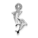 Sterling Silver Rhodium-plated Crystal Dolphins Chain Slide - Image 3