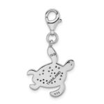 Sterling Silver Rhodium-plated CZ Sea Turtle with Lobster Clasp Charm - Image 3
