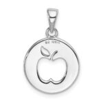 Sterling Silver Rhodium-plated Enamel Glitter Fabric Apple Cut-out Pendant - Image 3