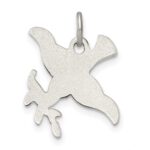 Sterling Silver Antiqued Diamond-Cut Bird Pendant - Image 3