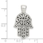 Sterling Silver Antiqued Hamsa Pendant - Image 4