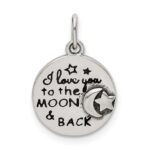 Sterling Silver Enamel Love you to the Moon & Back Charm Pendant