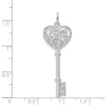 Sterling Silver Rhod-plated CZ Love Key Pendant - Image 4
