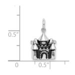 Sterling Silver Rhodium-plated Antiqued Castle Pendant - Image 4