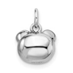 Sterling Silver Rhodium-plated Antiqued Pig Head Pendant - Image 3