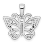 Sterling Silver Rhodium Plated Diamond-cut Butterfly Pendant - Image 3