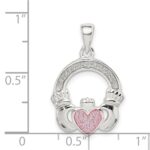 Sterling Silver Glitter Infused Claddagh Pendant - Image 4