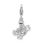 Sterling Silver Rhodium-plated CZ Crab with Lobster Clasp Charm - Image 3