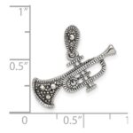Sterling Silver Antiqued Marcasite Trumpet Pendant - Image 4