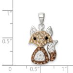 Sterling Silver Rhodium-plated Tan Preciosa Crystal Fox Pendant - Image 4