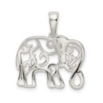 Sterling Silver Diamond-cut Elephant Pendant - Image 3