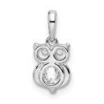 Sterling Silver Rhodium Plated CZ Owl Pendant - Image 3
