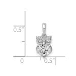 Sterling Silver Rhodium Plated CZ Owl Pendant - Image 4