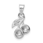 Sterling Silver RH-plated Red & Green Enameled Cherry Children's Pendant - Image 3