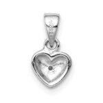 Sterling Silver Rhod-plated Polished & Satin CZ Heart Children's Pendant - Image 3